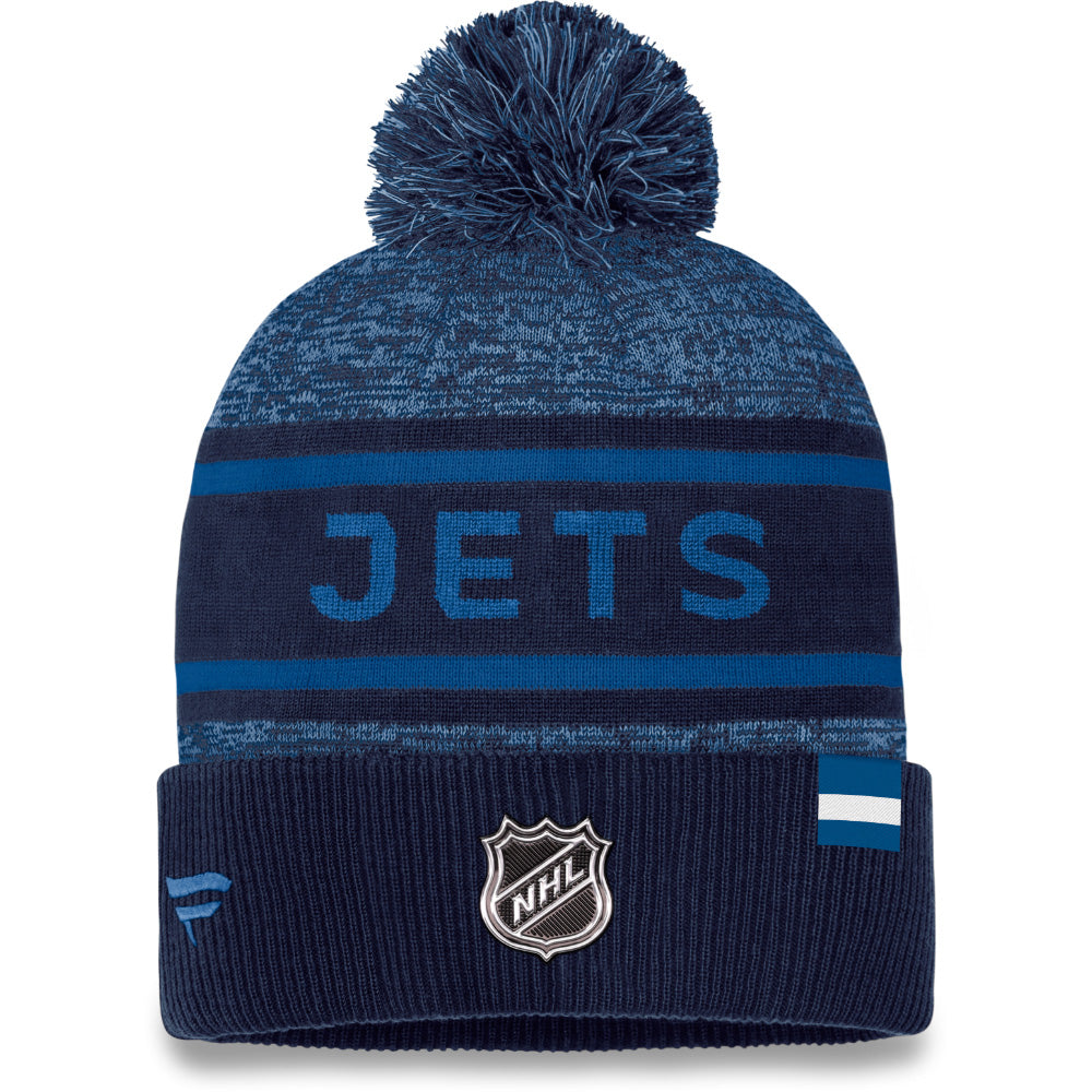 FANATICS WINNIPEG JETS ADULT AUTHENTIC PRO HEATHERED CUFFED POM TOQUE