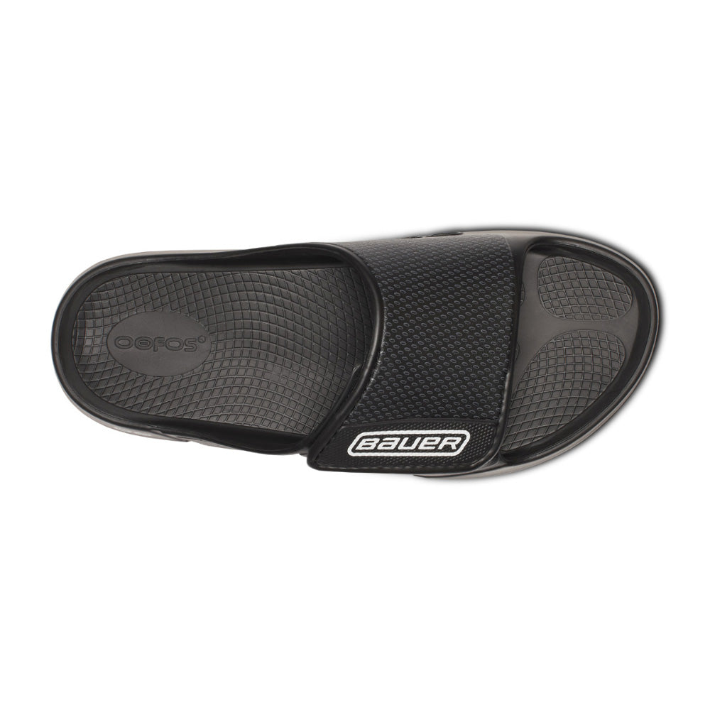 BAUER OOFOS BLACK SPORT FLEX SLIDES