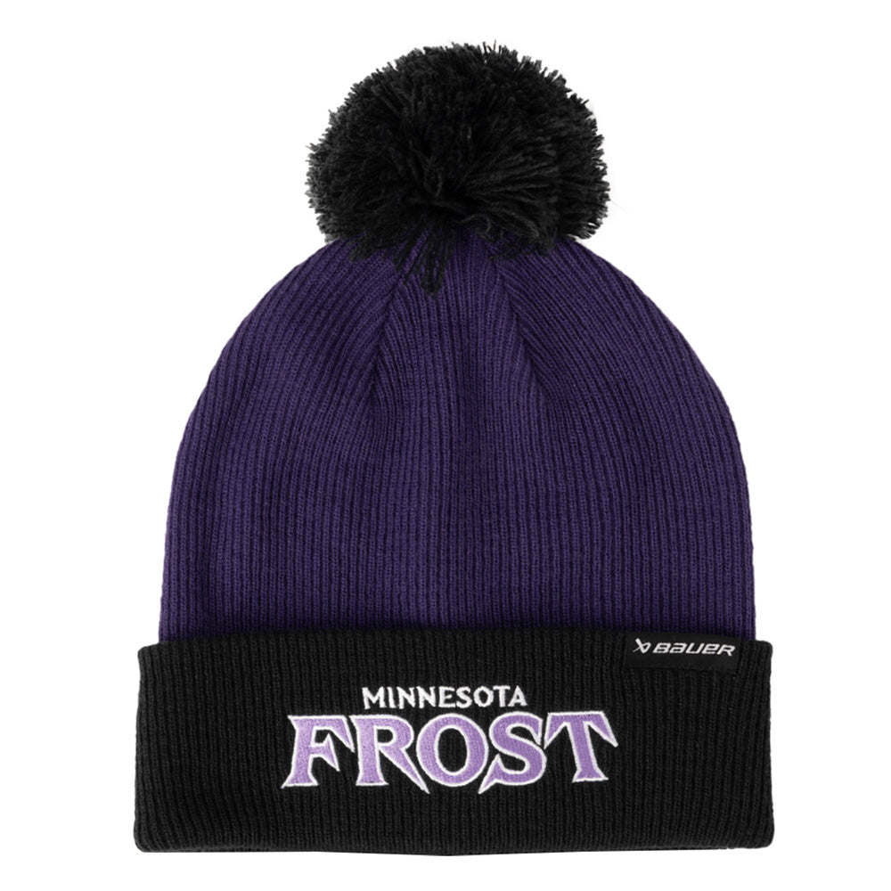 BAUER MINNESOTA FROST ADULT POM KNIT PURPLE BEANIE