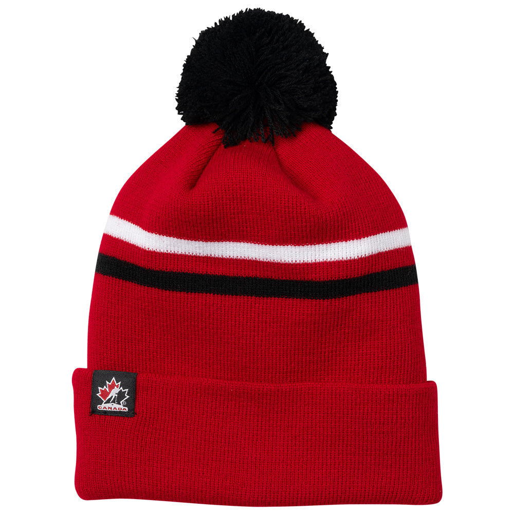 Bauer X Hockey Canada® Striped Adult Pom Red Toque