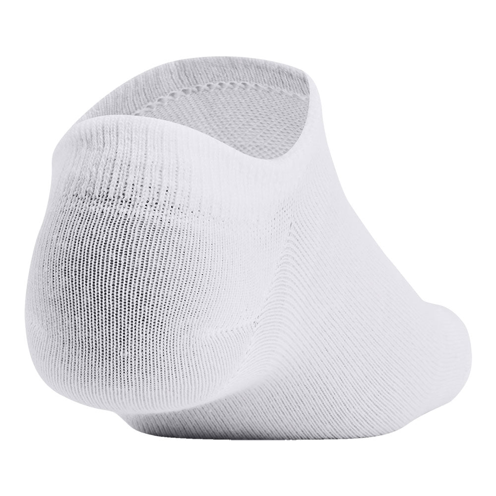 UNDER ARMOUR ESSENTIAL ADULT WHITE NO SHOW SOCKS - 6 PACK