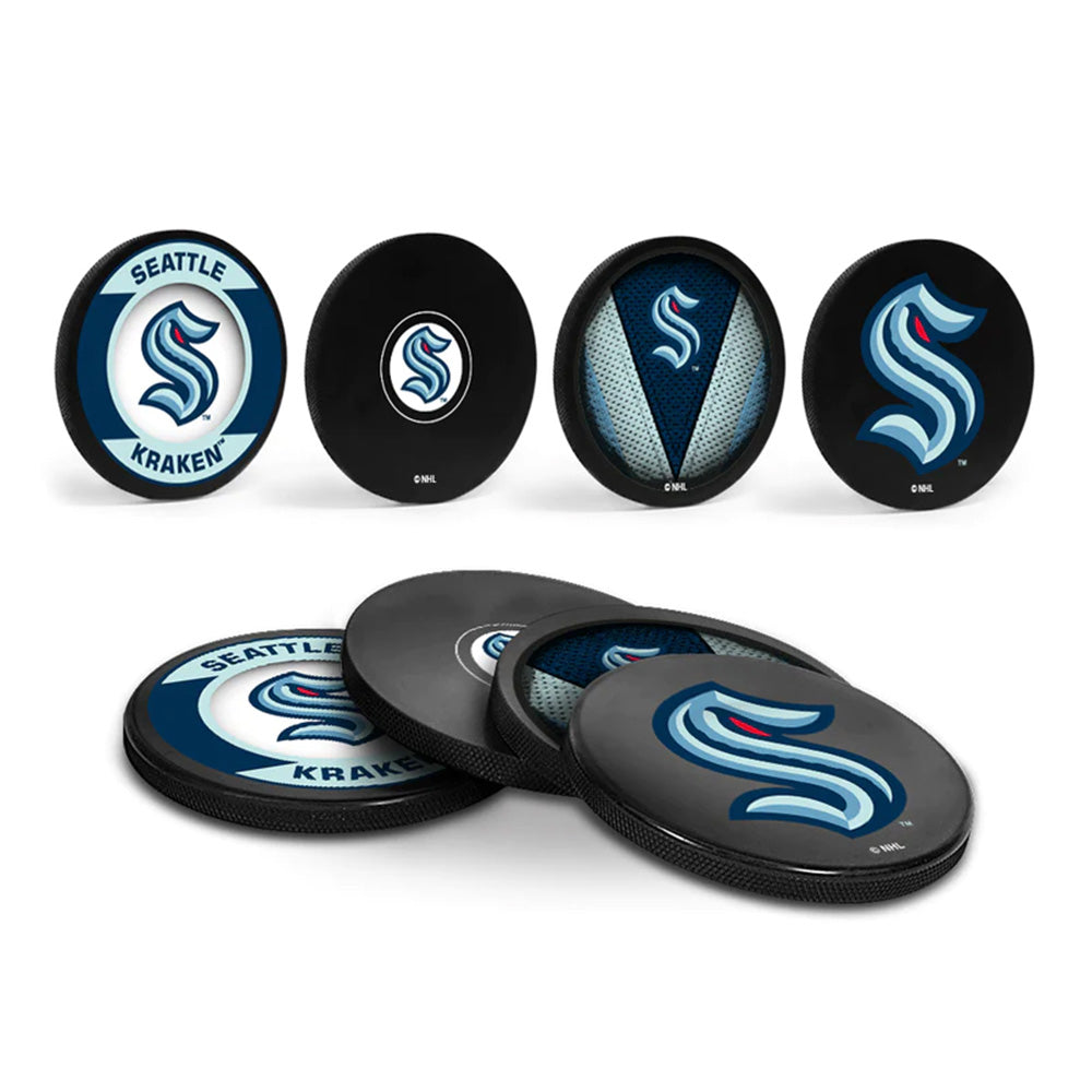 SEATTLE KRAKEN PUCK COASTER - 4 PACK