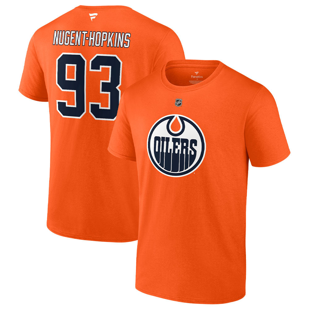 FANATICS EDMONTON OILERS RYAN NUGENT-HOPKINS ORANGE NAME AND NUMBER T SHIRT