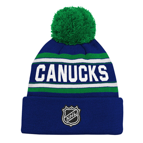 VANCOUVER CANUCKS YOUTH JACQUARD CUFFED KNIT TOQUE WITH POM