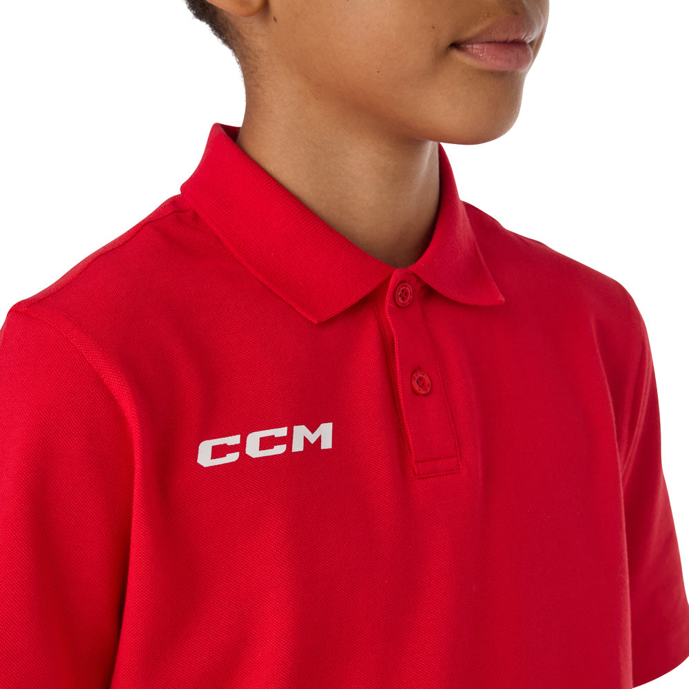 CCM Team Youth Red Polo Shirt