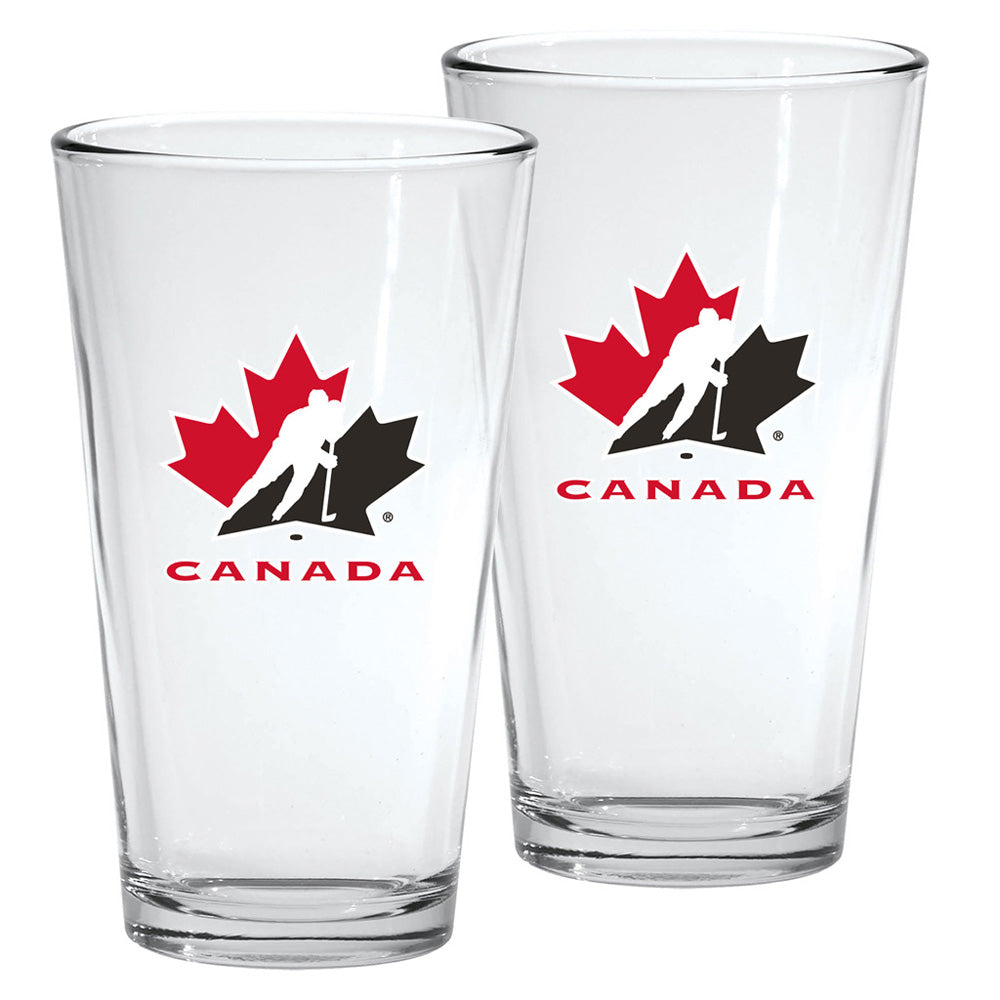 TEAM CANADA 2 PACK 16 OZ PINT GLASSES