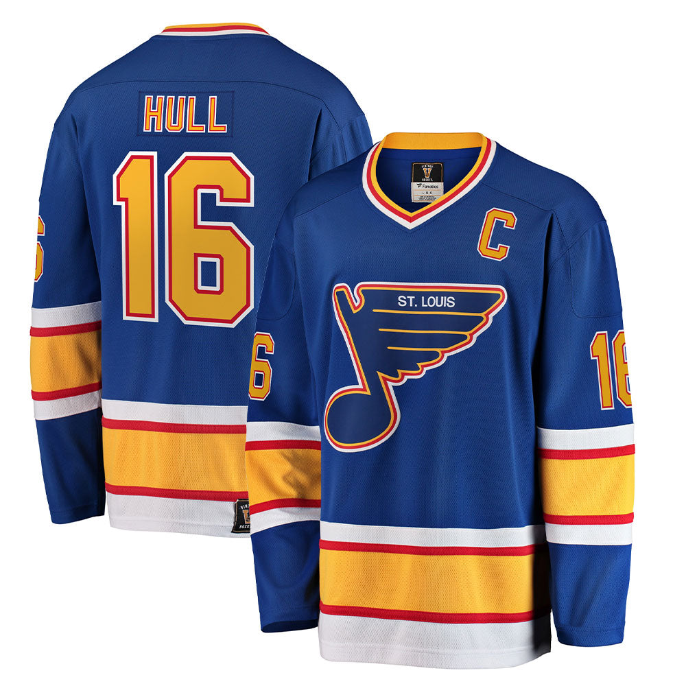 BRETT HULL ST. LOUIS BLUES FANATICS MEN'S HERITAGE BREAKAWAY JERSEY