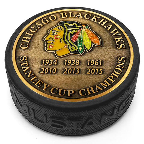 CHICAGO BLACKHAWKS 6-TIME STANLEY CUP CHAMPIONS MEDALLION COLLECTION PUCK