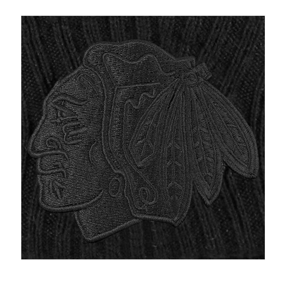 CHICAGO BLACKHAWKS FANATICS MEN'S AUTHENTIC PRO BLACK ICE BEANIE CUFF TOQUE