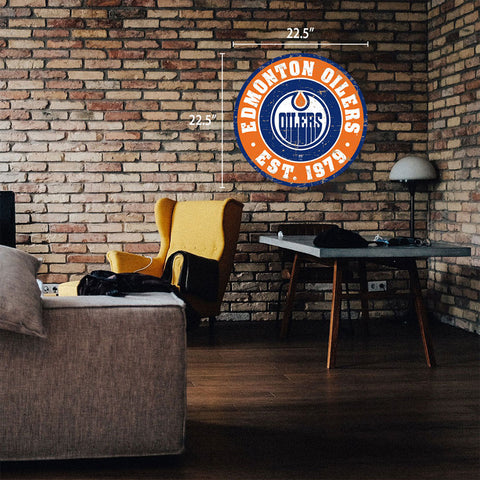 EDMONTON OILERS DISTRESSED WALL SIGN