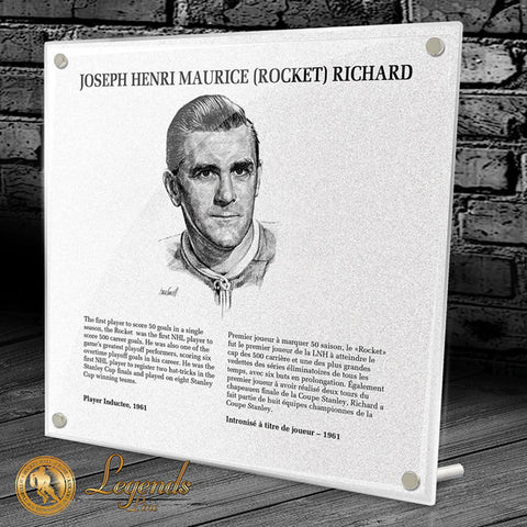 MAURICE RICHARD HOCKEY HALL OF FAME INDUCTION REPLICA PLAQUE