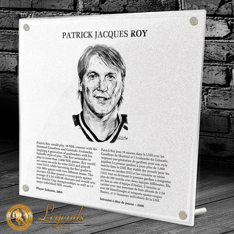 PATRICK ROY HOCKEY HALL OF FAME INDUCTION REPLICA PLAQUE