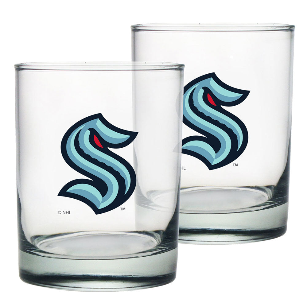 SEATTLE KRAKEN 2 PACK ROCK GLASS - ETCHED