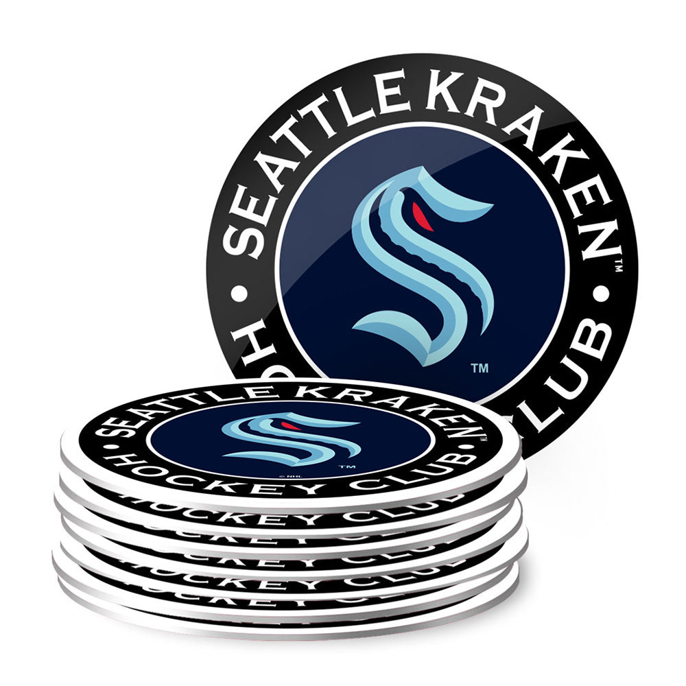 SEATTLE KRAKEN TEAM STRIPE COASTER - 8 PACK
