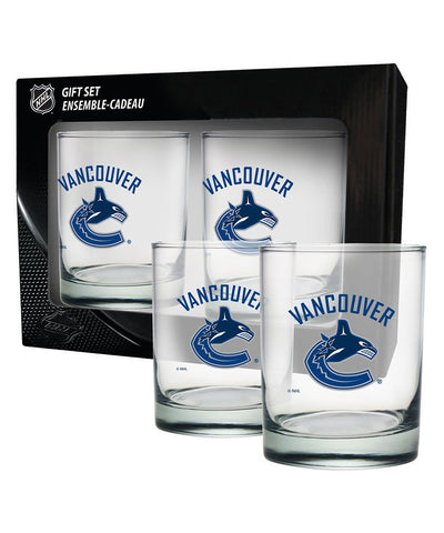 VANCOUVER CANUCKS 2 PACK ROCK GLASS - ETCHED