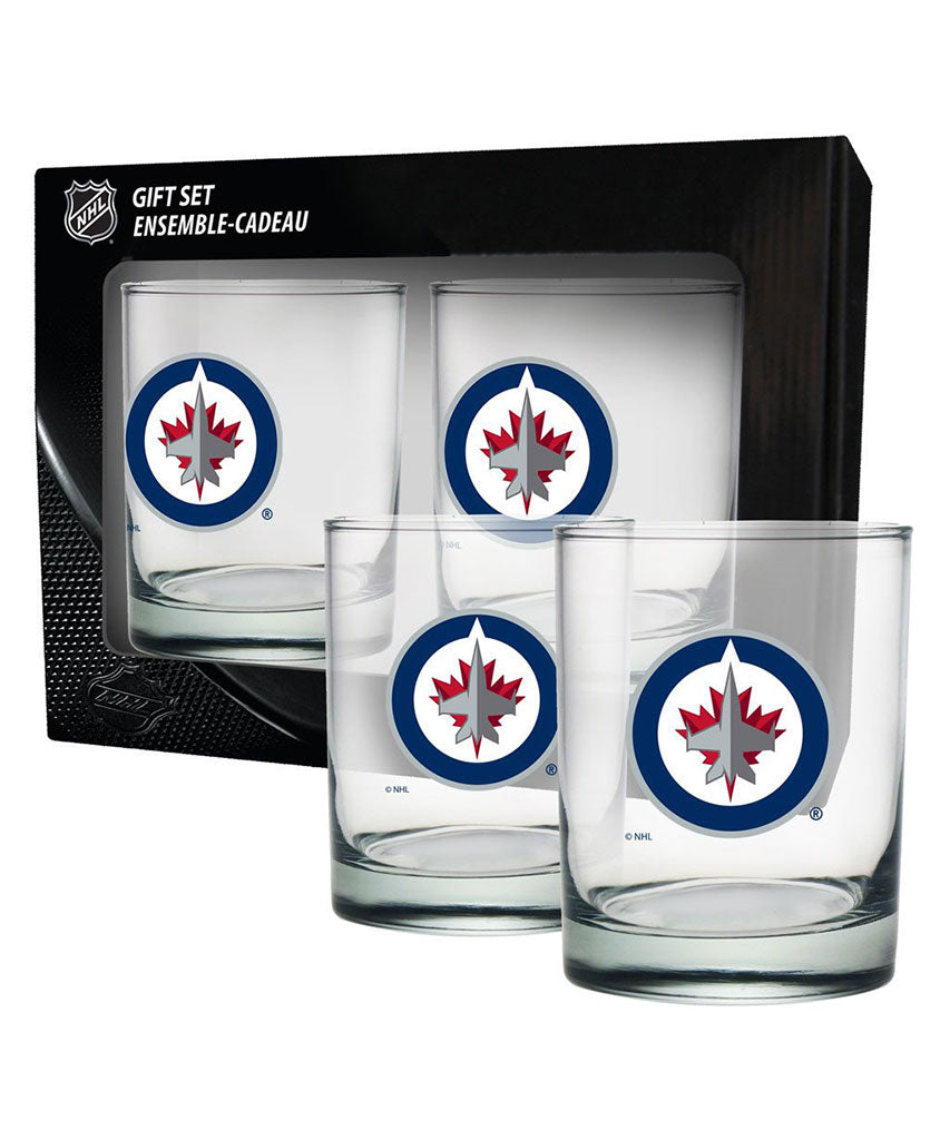 WINNIPEG JETS 2 PACK ROCK GLASS - ETCHED
