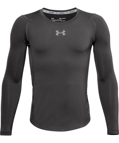 UNDER ARMOUR KID'S HOCKEY LONG SLEEVE FITTED GRIPPY TOP - BLACK