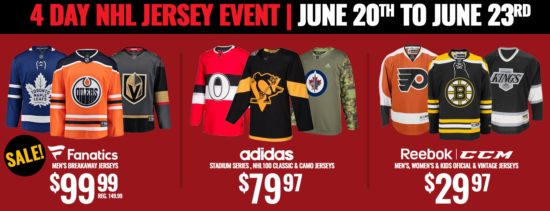 4-Day Jersey Event: Reebok NHL Jerseys