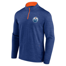 Edmonton Oilers Hard Check Quarter Zip Mock Neck Blue Cobalt