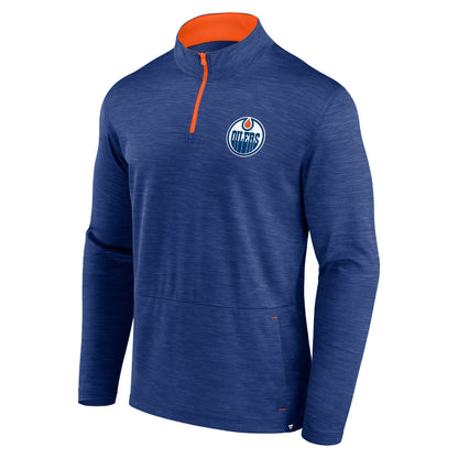 Edmonton Oilers Hard Check Quarter Zip Mock Neck Blue Cobalt