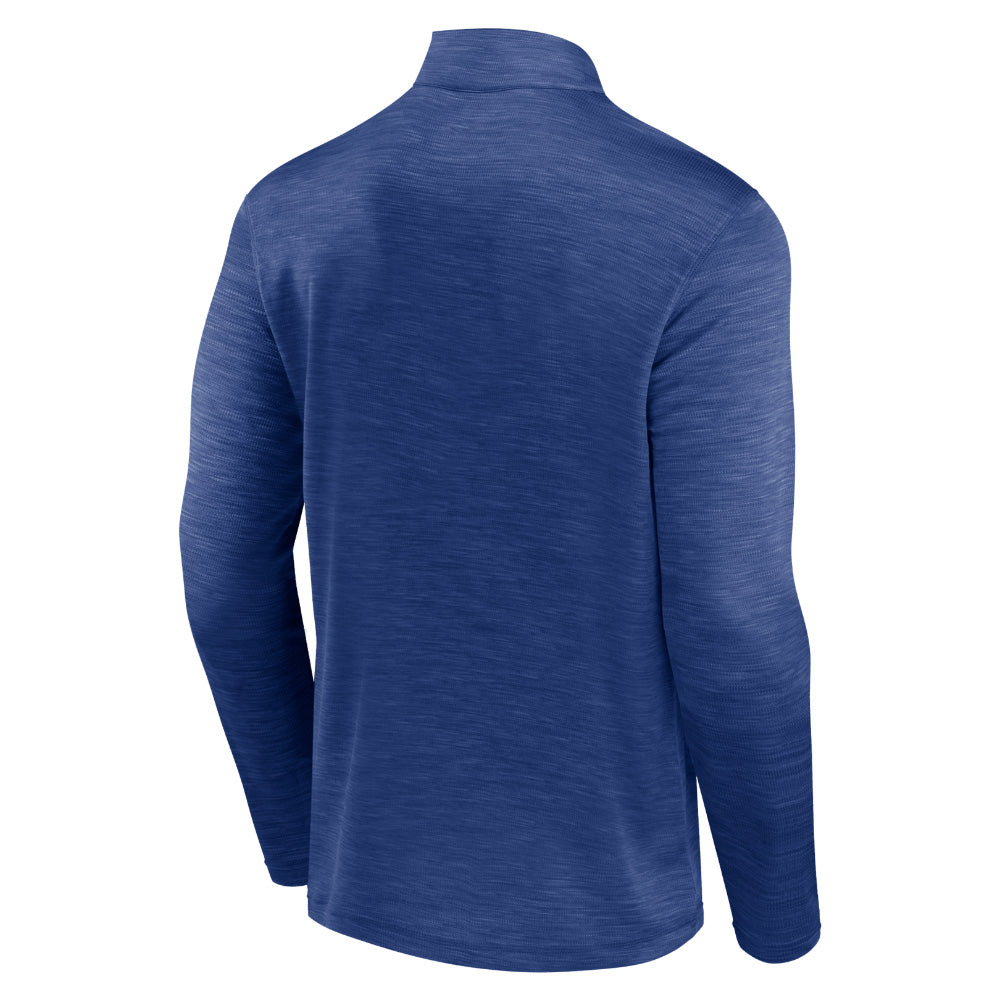 Edmonton Oilers Hard Check Quarter Zip Mock Neck Blue Cobalt