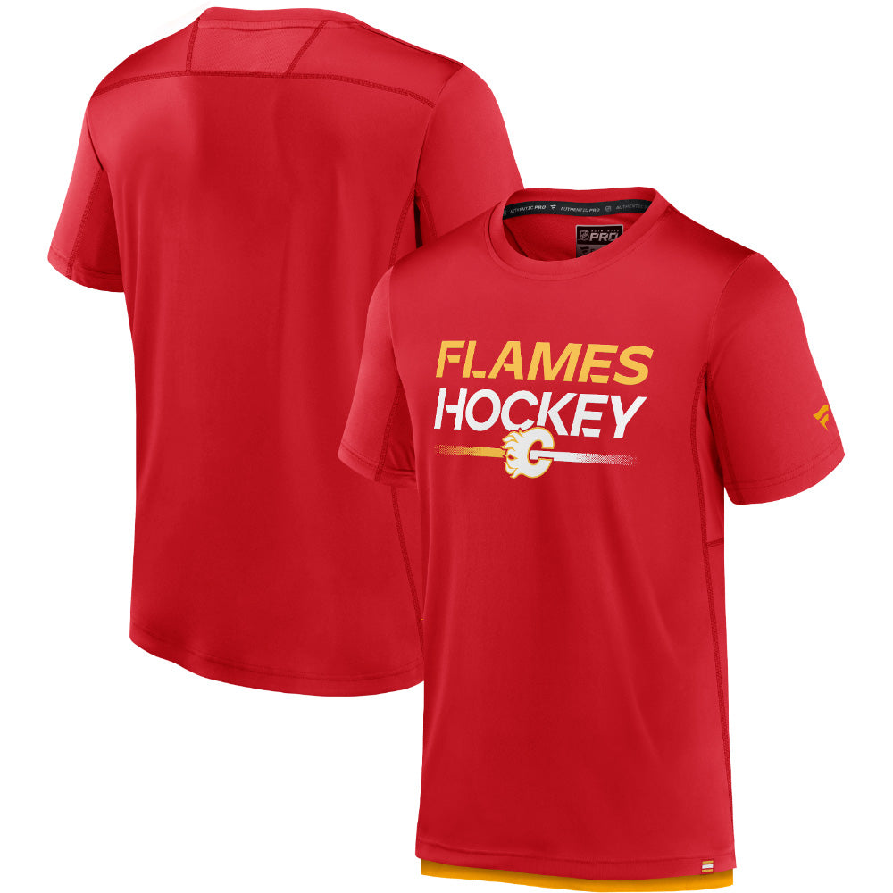 CALGARY FLAMES FANATICS MENS PRO TECH SHORT SLEEVE T SHIRT