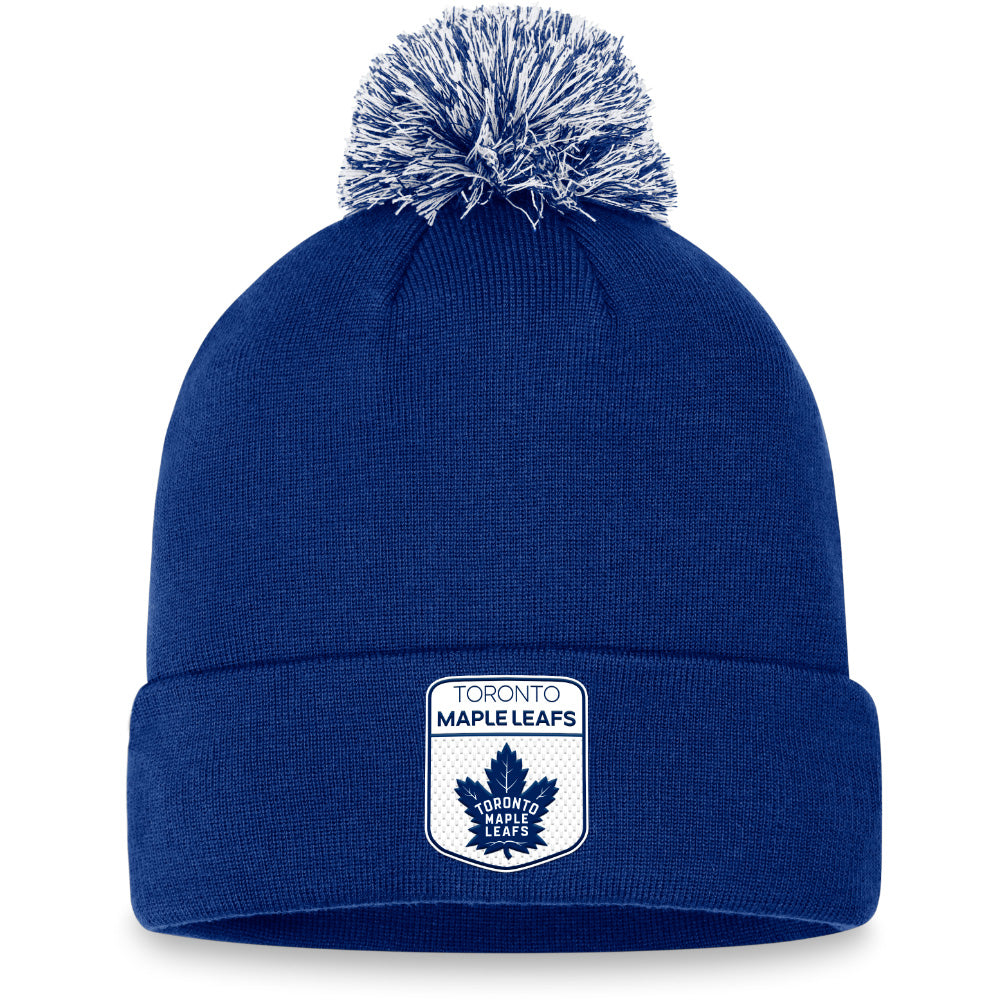 MAPLE LEAFS FANATICS MEN'S AUTHENTIC PRO DRAFT BEANIE CUFFED POM BLUE/WHITE