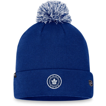 MAPLE LEAFS FANATICS MEN'S AUTHENTIC PRO DRAFT BEANIE CUFFED POM BLUE/WHITE