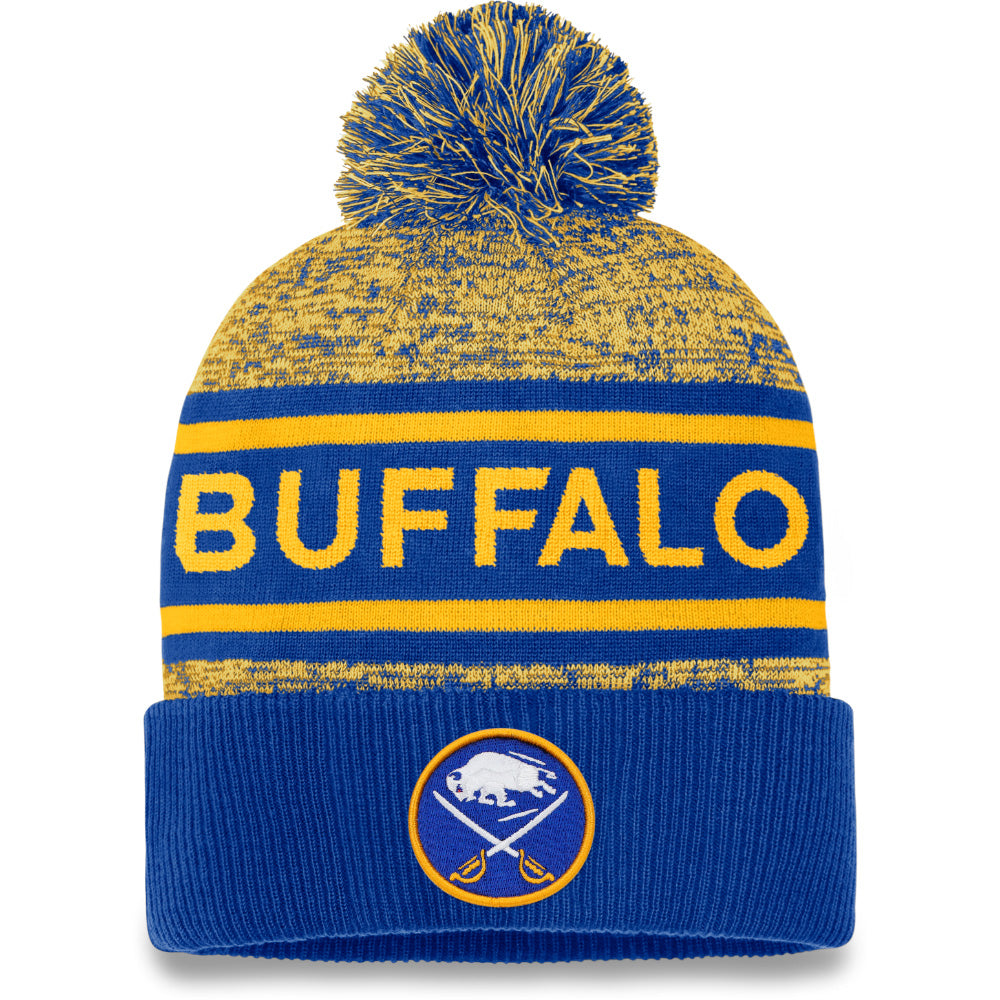 FANATICS BUFFALO SABRES ADULT AUTHENTIC PRO HEATHERED CUFFED POM TOQUE