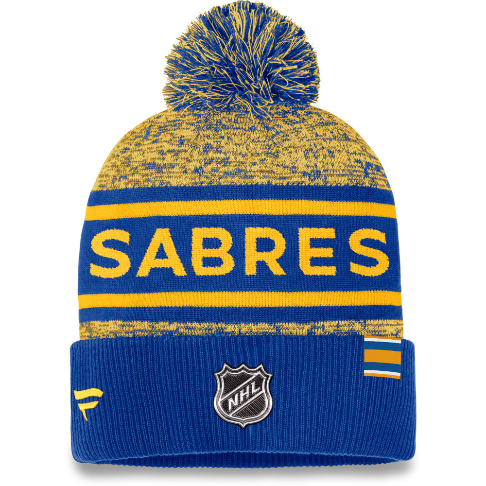 FANATICS BUFFALO SABRES ADULT AUTHENTIC PRO HEATHERED CUFFED POM TOQUE