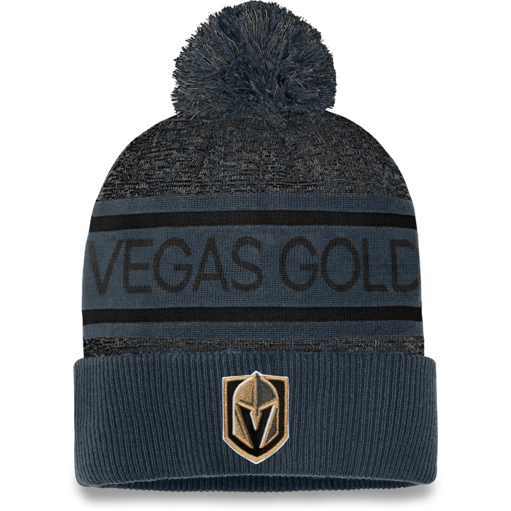 FANATICS VEGAS GOLDEN KNIGHTS ADULT AUTHENTIC PRO HEATHERED CUFFED POM TOQUE