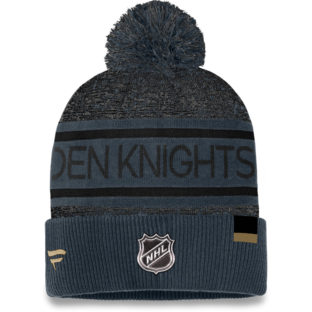 FANATICS VEGAS GOLDEN KNIGHTS ADULT AUTHENTIC PRO HEATHERED CUFFED POM TOQUE