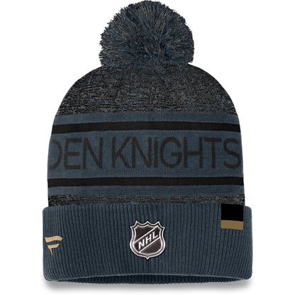 FANATICS VEGAS GOLDEN KNIGHTS ADULT AUTHENTIC PRO HEATHERED CUFFED POM TOQUE