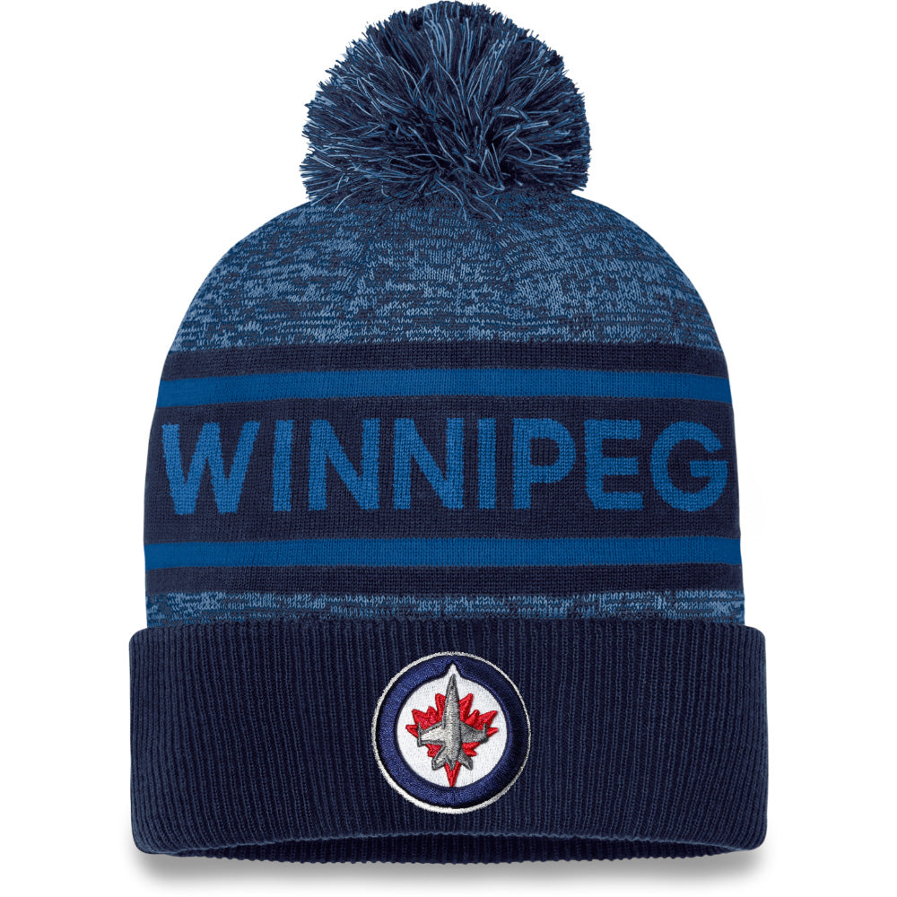 FANATICS WINNIPEG JETS ADULT AUTHENTIC PRO HEATHERED CUFFED POM TOQUE