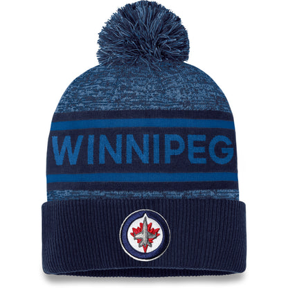 FANATICS WINNIPEG JETS ADULT AUTHENTIC PRO HEATHERED CUFFED POM TOQUE
