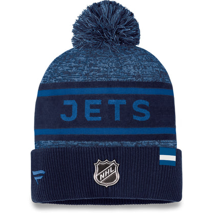FANATICS WINNIPEG JETS ADULT AUTHENTIC PRO HEATHERED CUFFED POM TOQUE