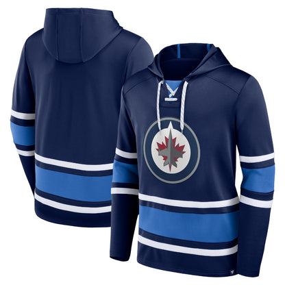 Winnipeg Jets Puck Deep Long Sleeve Pullover Hoodie Navy