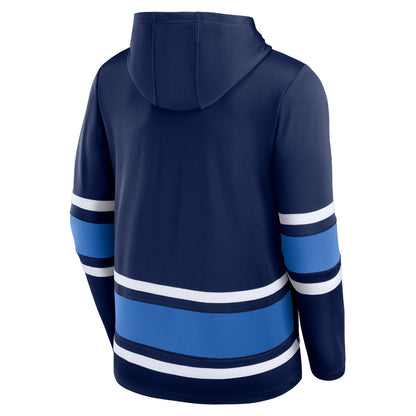 Winnipeg Jets Puck Deep Long Sleeve Pullover Hoodie Navy