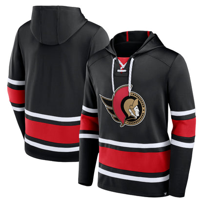 Ottawa Senators Puck Deep Long Sleeve Pullover Hood Black