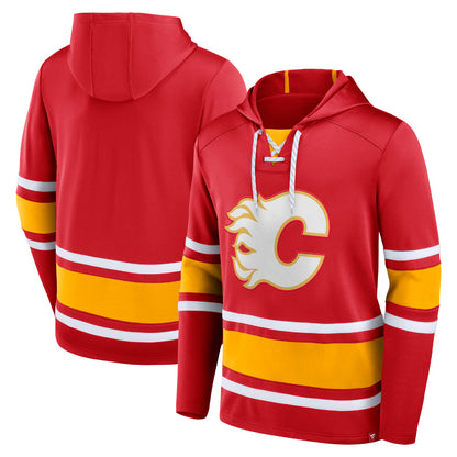 Calgary Flames Puck Deep Long Sleeve Pullover Hoodie Red