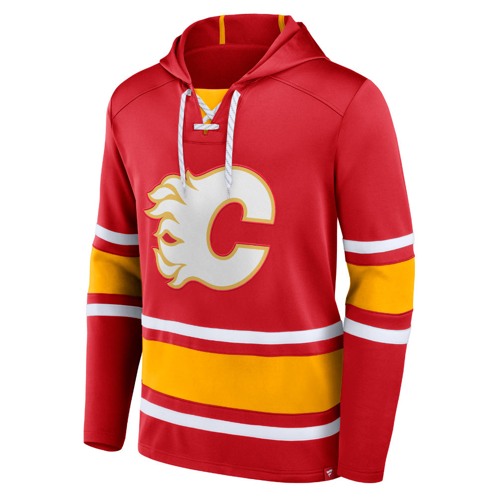 Calgary Flames Puck Deep Long Sleeve Pullover Hoodie Red