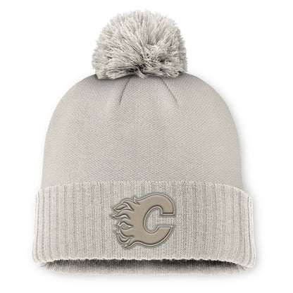 Calgary Flames Acrylic Cuffed Beanie With Pompom