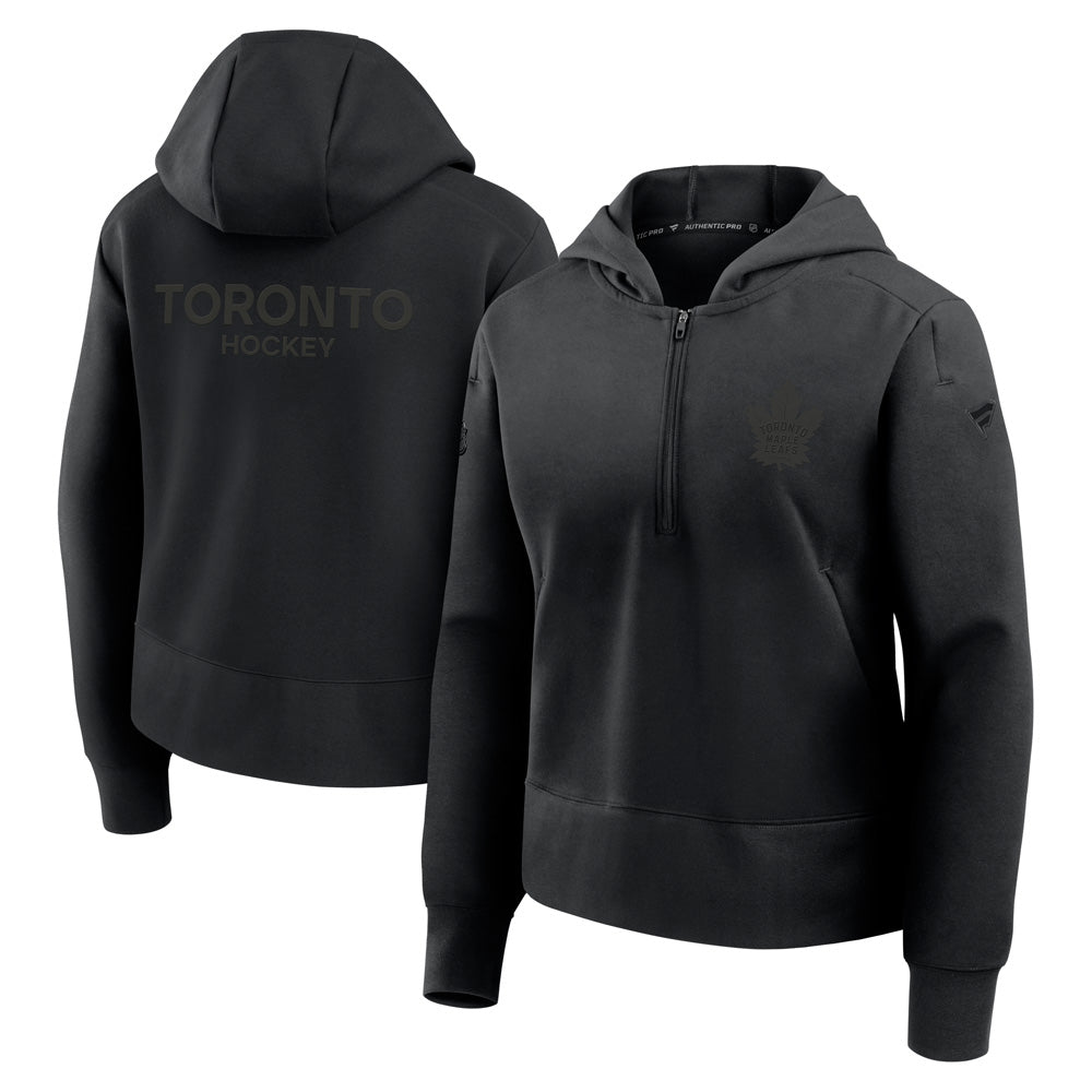 Fanatics Toronto Maple Leafs Authentic Pro Road Women's Black 1/4 Zip Hoodie
