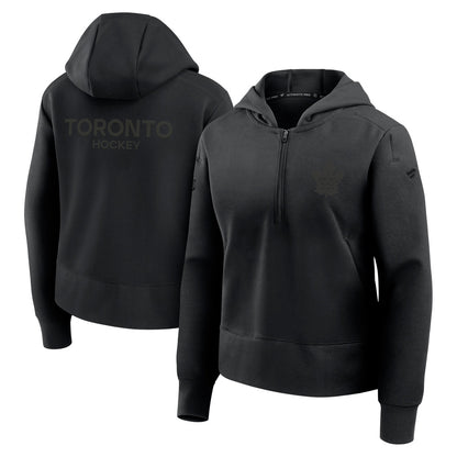 Fanatics Toronto Maple Leafs Authentic Pro Road Women's Black 1/4 Zip Hoodie
