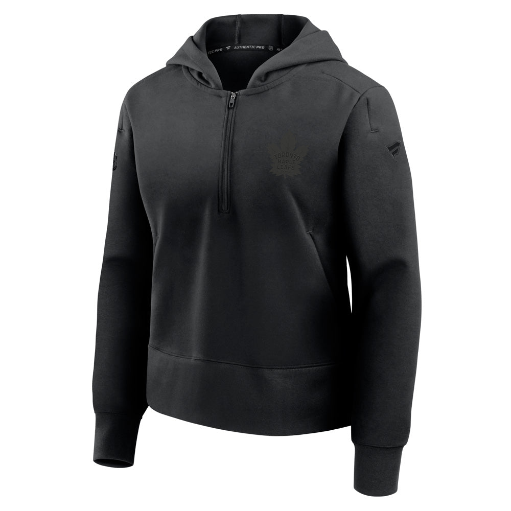 Fanatics Toronto Maple Leafs Authentic Pro Road Women's Black 1/4 Zip Hoodie