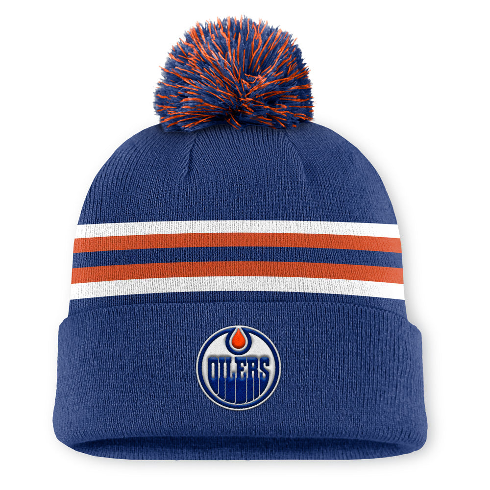Edmonton Oilers Rink 13 Cuffed Pompom Beanie Blue