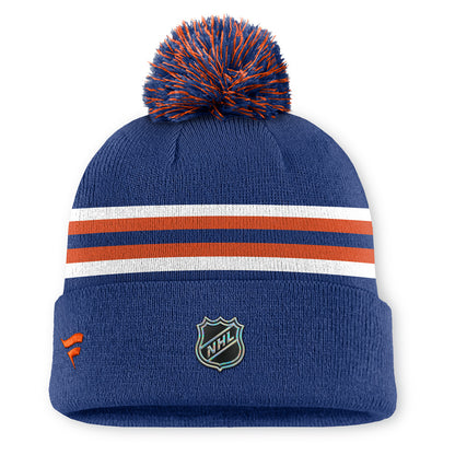 Edmonton Oilers Rink 13 Cuffed Pompom Beanie Blue