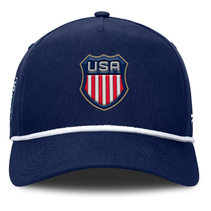 FANATICS 4 NATIONS FACEOFF TEAM USA PINCH PANEL A-FRAME ADULT NAVY ADJUSTABLE HAT