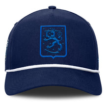 FANATICS 4 NATIONS FACEOFF TEAM FINLAND PINCH PANEL A-FRAME ADULT NAVY ADJUSTABLE HAT