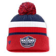 FANATICS 4 NATIONS FACEOFF TEAM USA TEAM 11 ARCYLIC CUFFED POM ADULT RED BEANIE